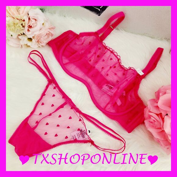 💗👙Victoria’s Secret Wink Unlined Scoop Bra and Strappy Thong Set👙💗 - Picture 7 of 8